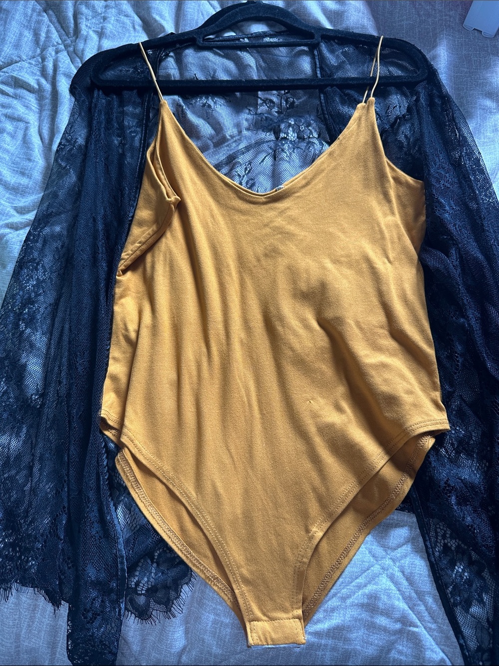 Golden Mustard Spaghetti Strap Bodysuit - Women